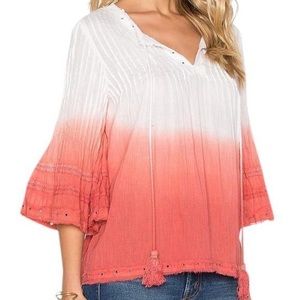 Tularosa Huxley Top Ombré Tie Dye Peasant Blouse Size M